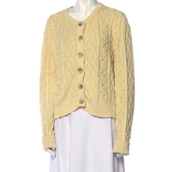Lou Lou Studio Women's Scoop Neck Cable Knit Silk/Linen Cardigan Sweater Size M - Picture 2 of 8